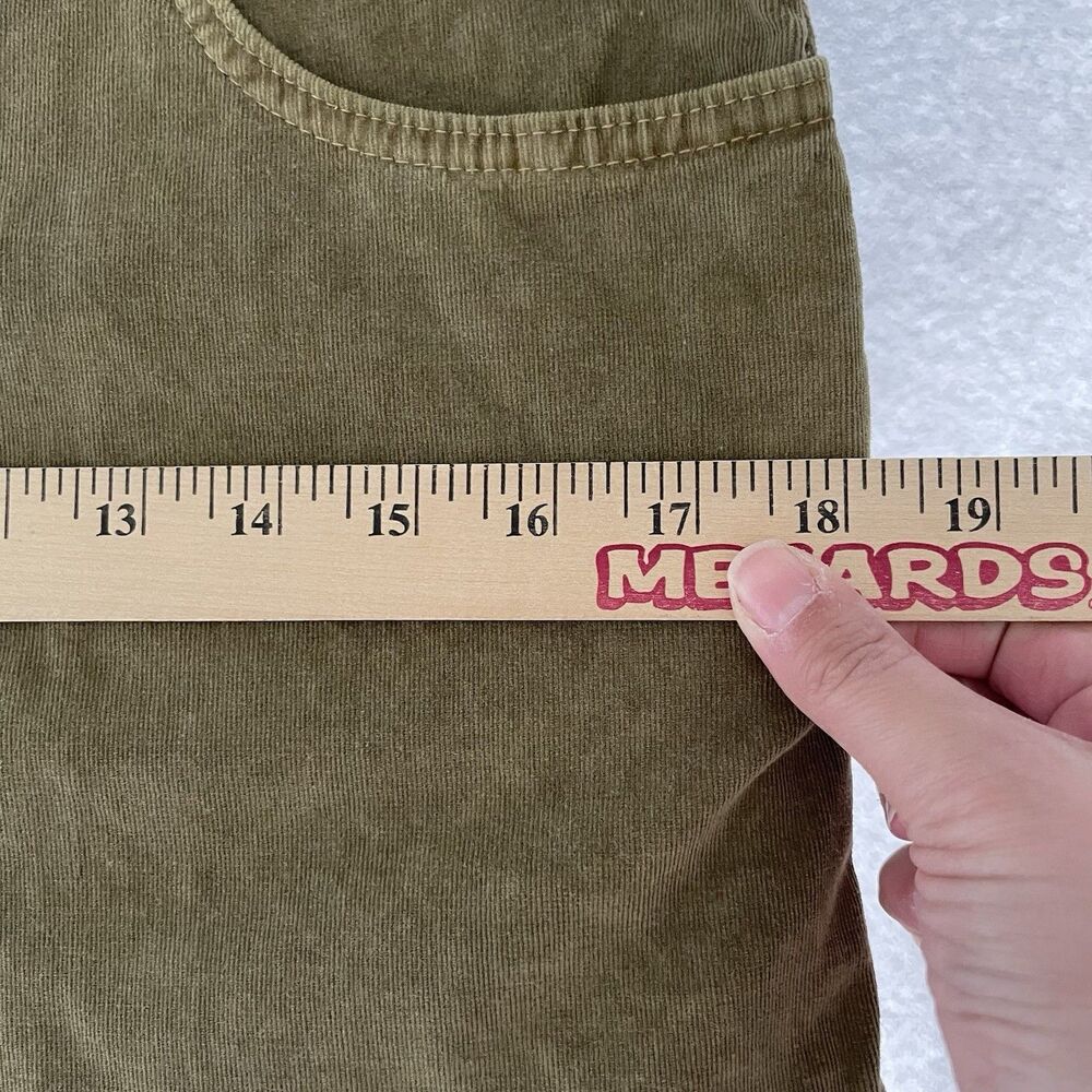 Vintage Hurley y2k 2000's Micro Mini Skirt Low-Rise Corduroy Green Junior's 5 - Picture 11 of 12